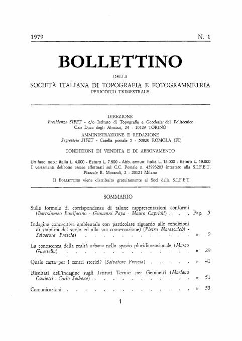 Copertina articolo #2 Bollettino SIFET ANNO: 1979 n.1